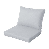 Two-piece light grey cushion set on white background