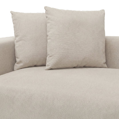 Close-up beige sofa seat and back cushions on white background
