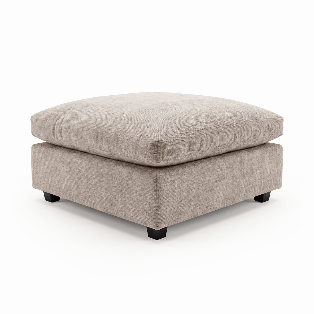 Beige square ottoman on white background