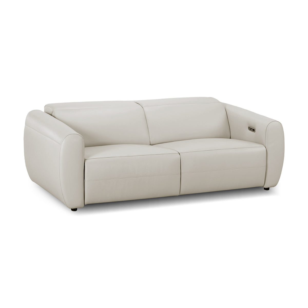 Contemporary light beige two-seater sofa on a white background