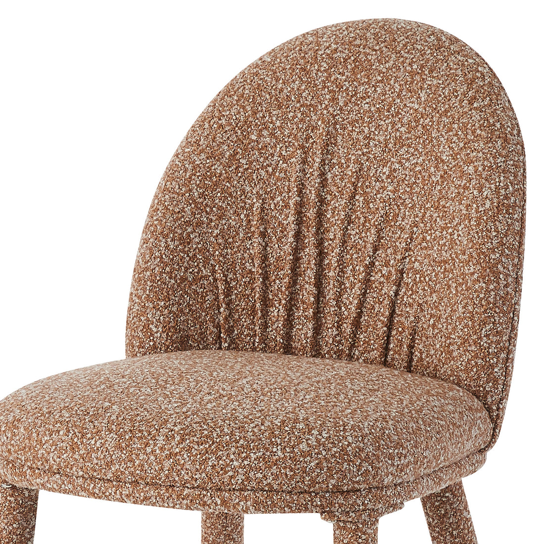 Joren Boucle Arched Dining Chair Set of 2 features a curved-back upholstered seat in speckled boucle fabric, with a plush, rounded backrest and padded seat on matching legs.