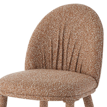 Joren Boucle Arched Dining Chair Set of 2 features a curved-back upholstered seat in speckled boucle fabric, with a plush, rounded backrest and padded seat on matching legs.
