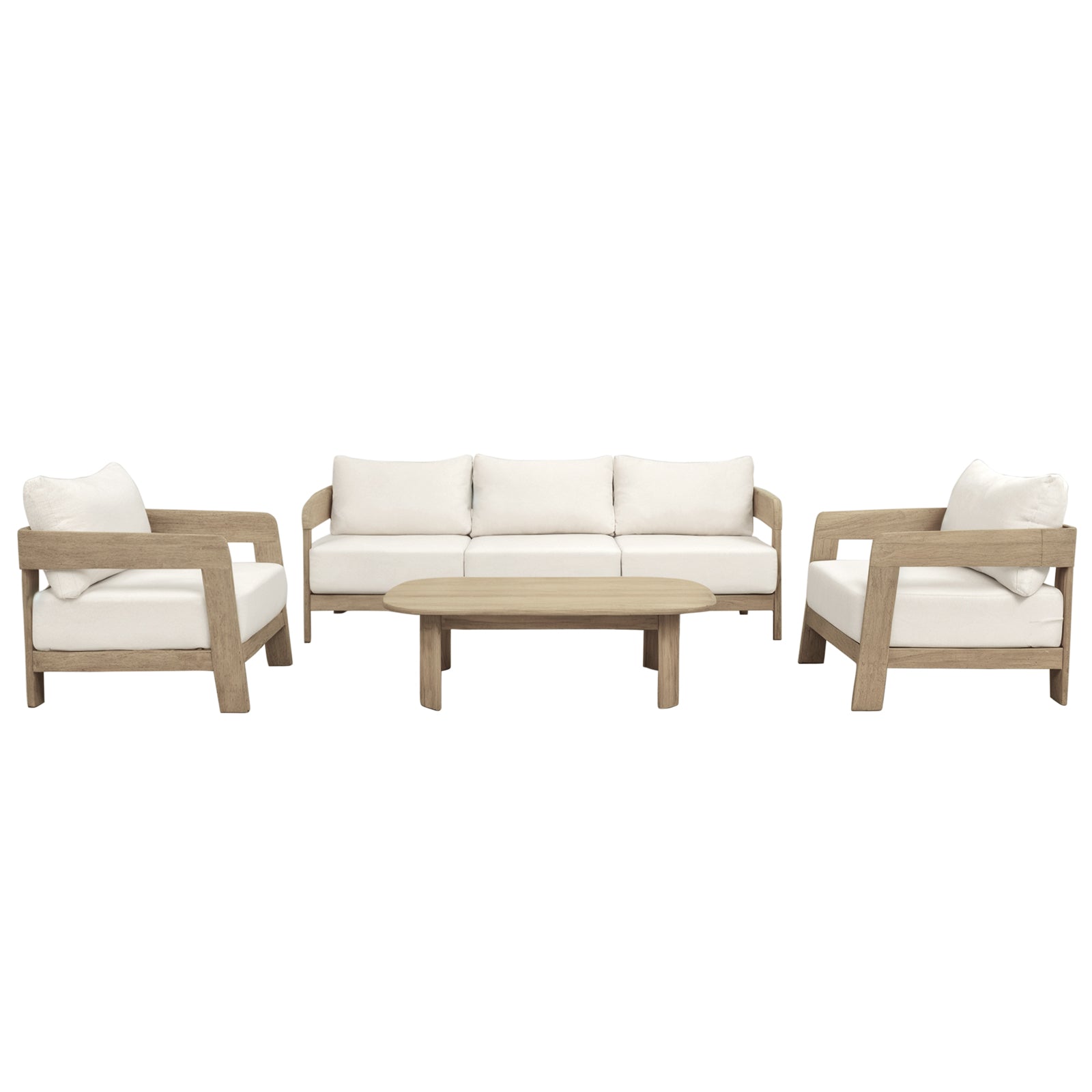 Elani 5 Seater Acacia Hardwood Outdoor Sofa Set in Cream