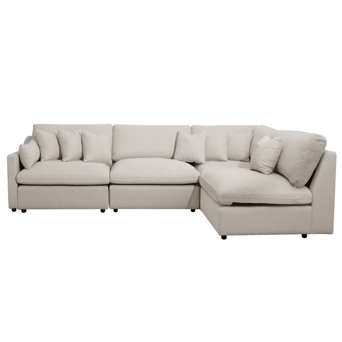 Light beige sectional sofa on white background