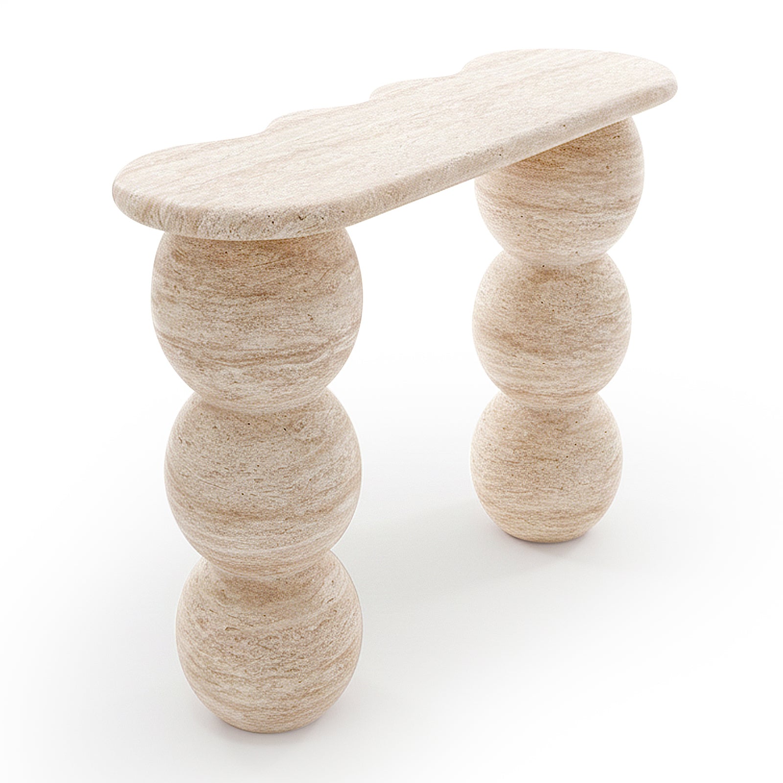 Contemporary stone-like console table on white background