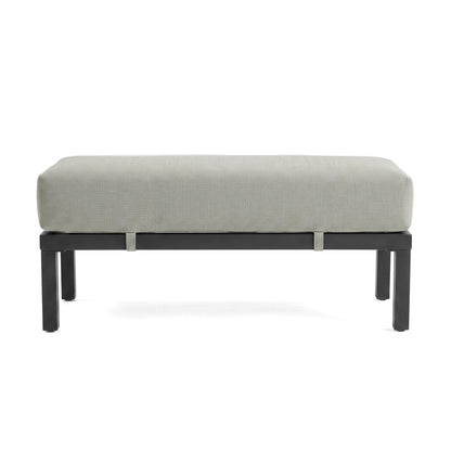 Modern upholstered bench on white background