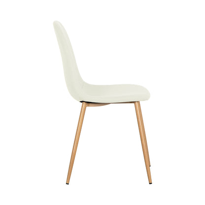 Modern side chair from the Oregon Dining Table with 8 Florida Chairs Set in Sand, featuring a gently curved seat and back on slim, tapered wooden legs, perfect for stylish dining settings.