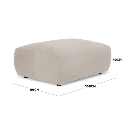 Ottoman on white background with dimension lines showing 80cm width, 100cm length, and 40cm height