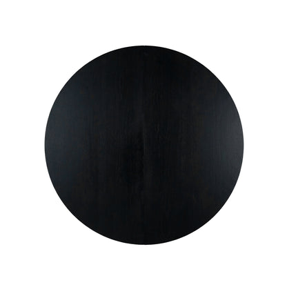 Top view of a dark round tabletop on white background