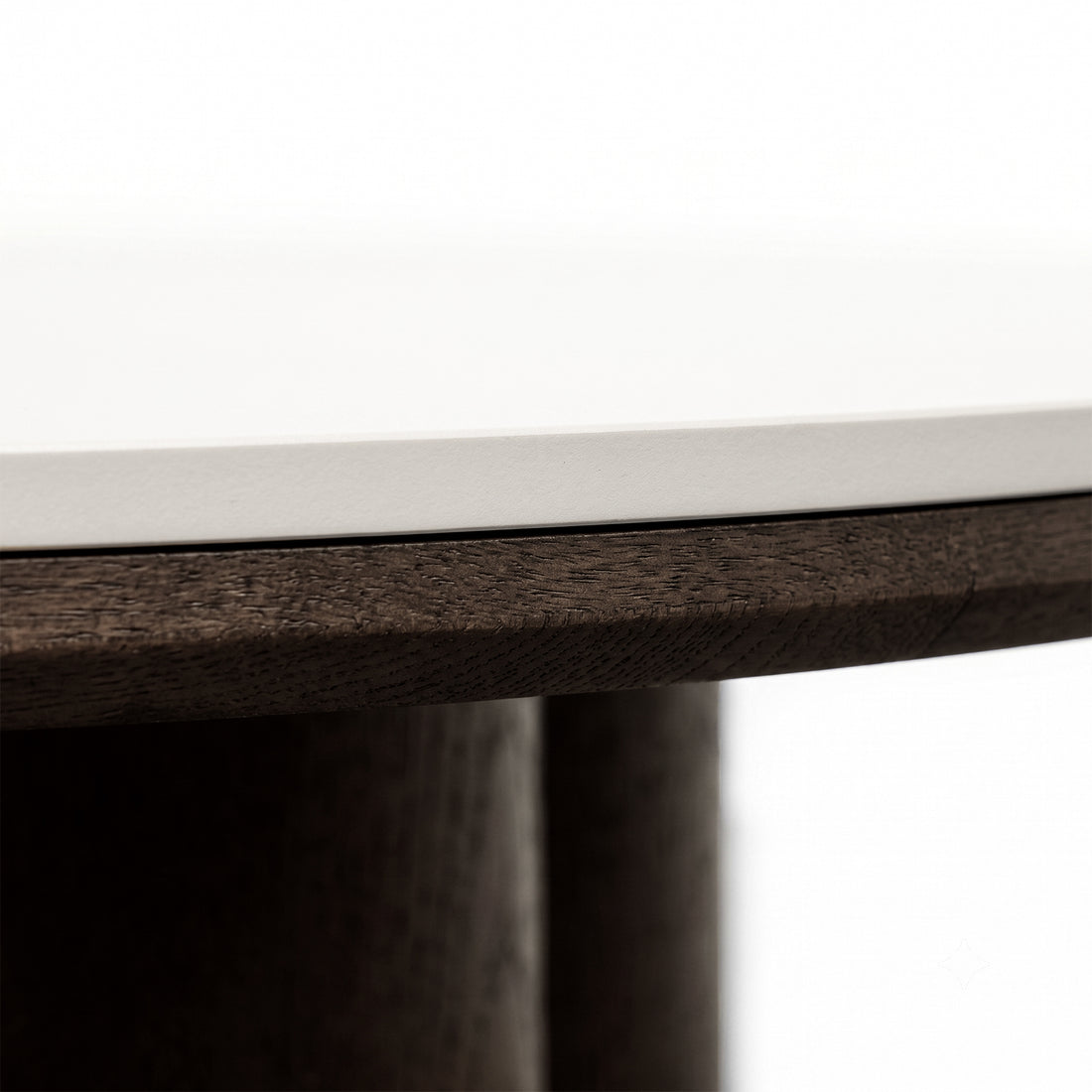 Close-up of the edge and base of a modern table