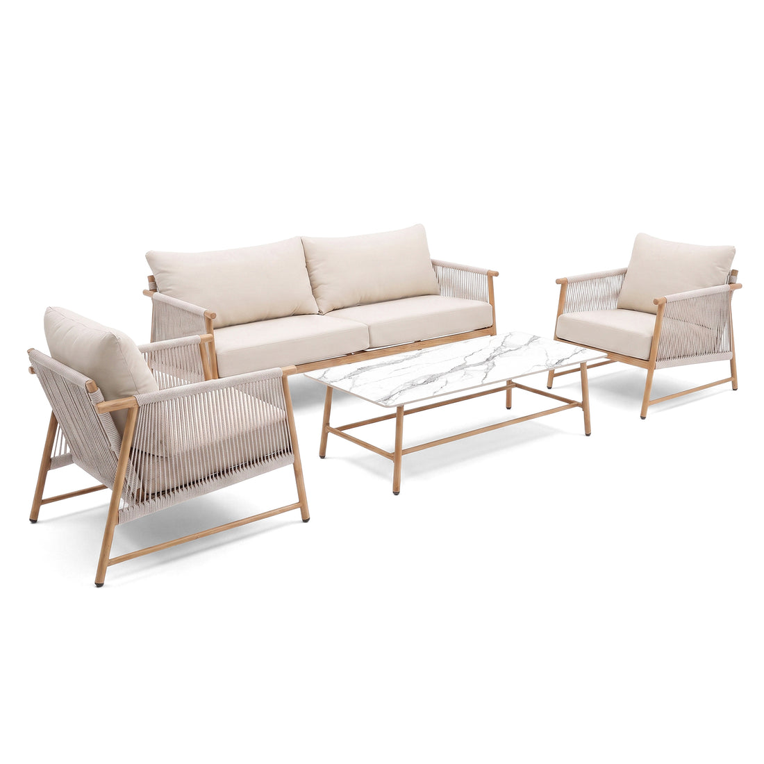 Complete outdoor furniture set on white background