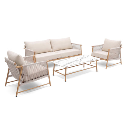 Complete outdoor furniture set on white background