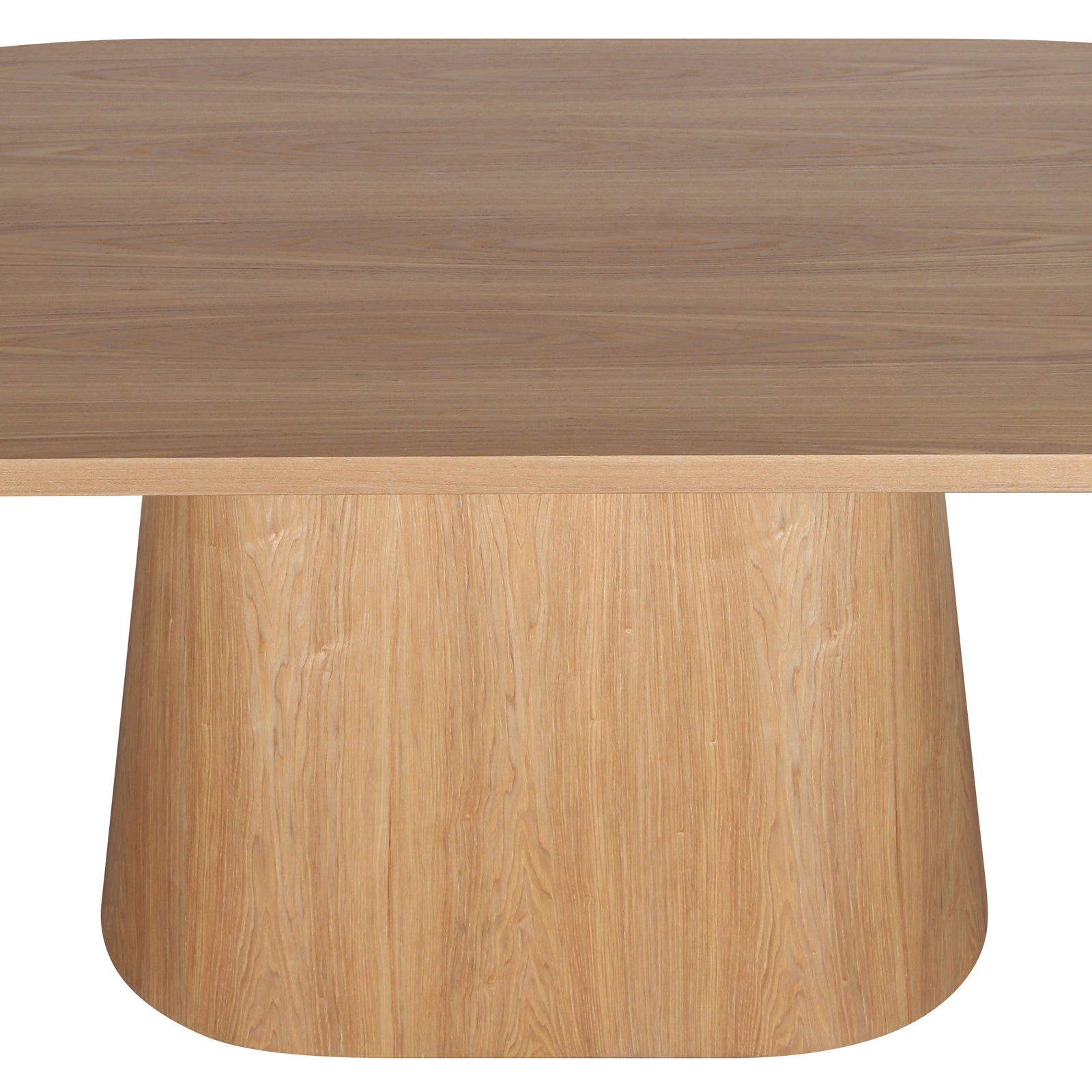Gigi 180cm Oval Wooden Dining Table in Oak, showcasing its light oak finish with a flat, oval tabletop and sturdy, tapered pedestal base, ideal for enhancing dining experiences with elegance and practicality.