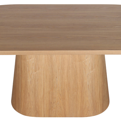 Gigi 180cm Oval Wooden Dining Table in Oak, showcasing its light oak finish with a flat, oval tabletop and sturdy, tapered pedestal base, ideal for enhancing dining experiences with elegance and practicality.
