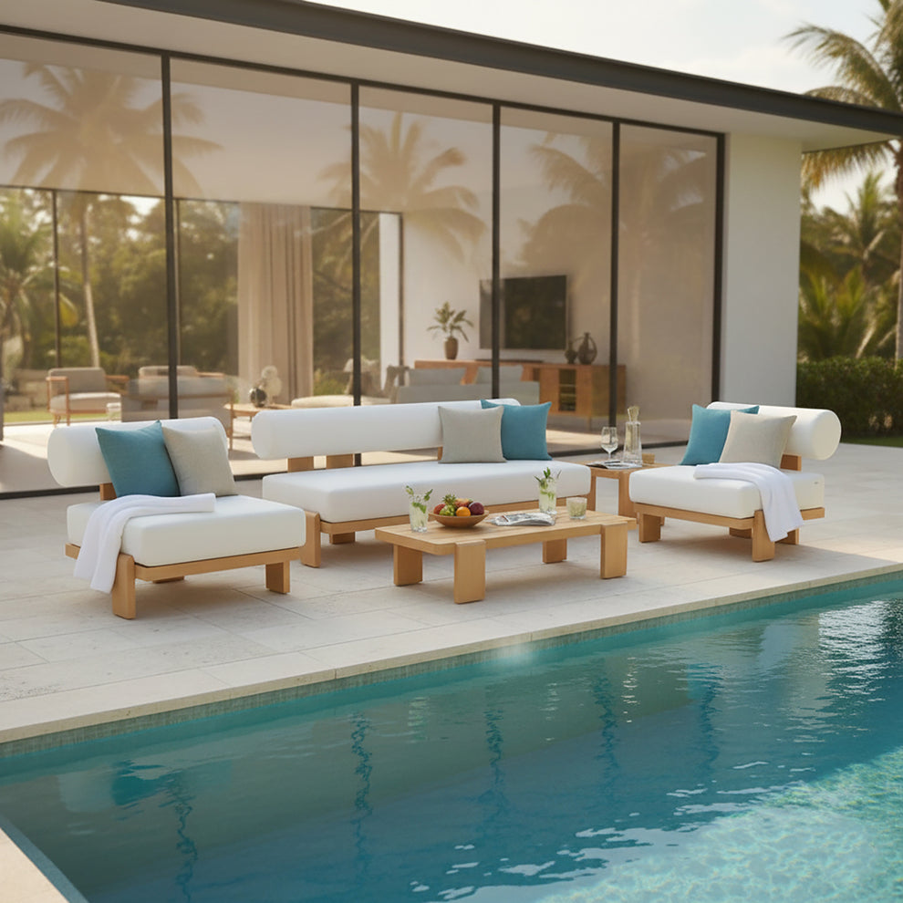 Modica 5 Seater Aluminium Outdoor Sofa Set in White