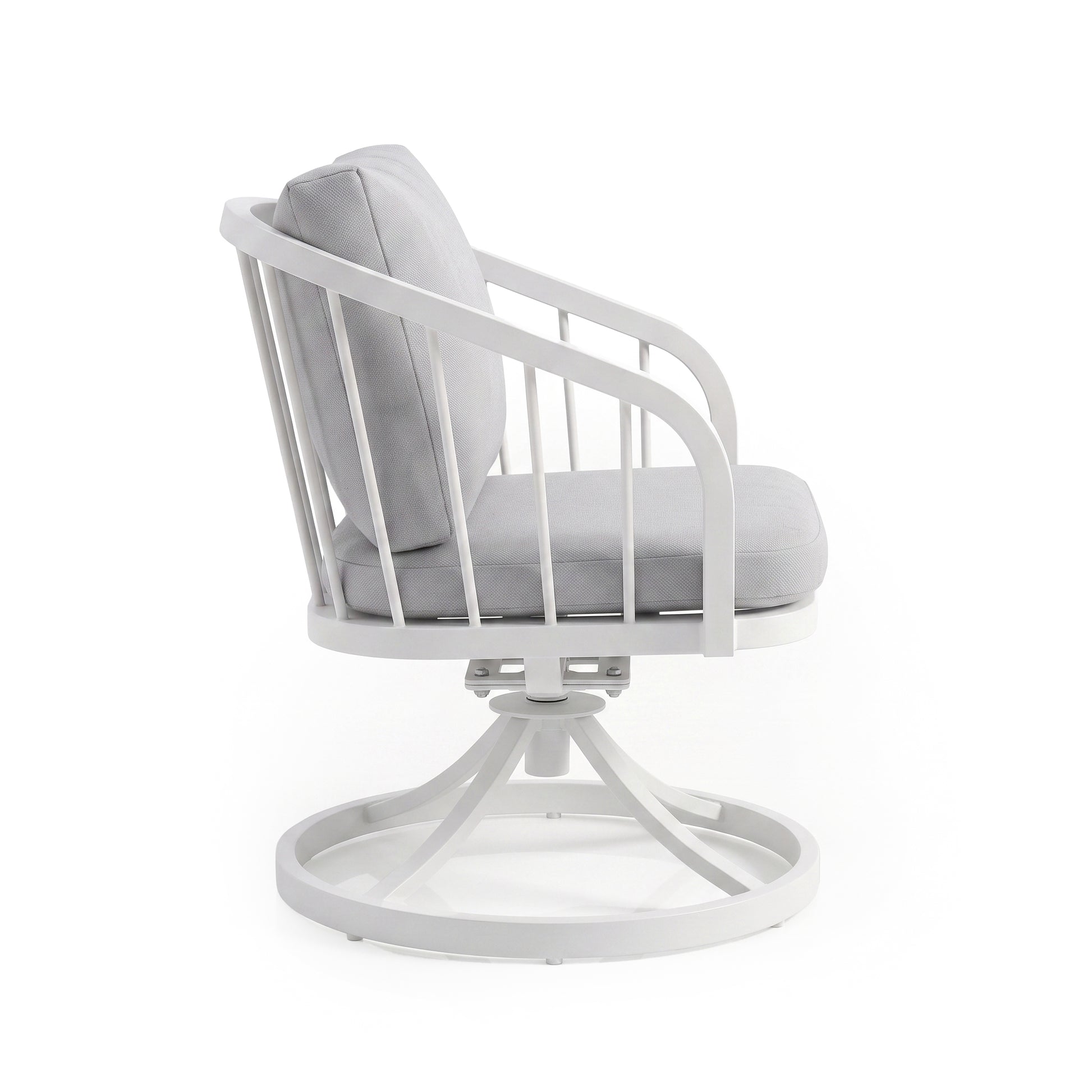 Side view of swivel chair on white background