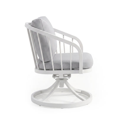 Side view of swivel chair on white background