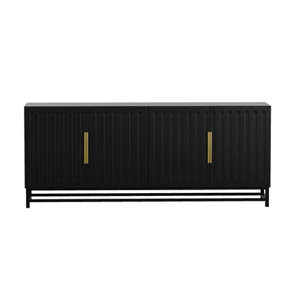 Black sideboard with vertical grooves on white background