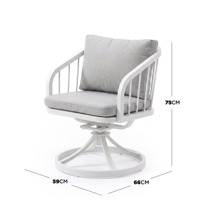 Swivel chair on white background with labeled dimensions