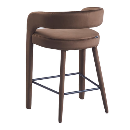Contemporary brown bar stool on white background, full view