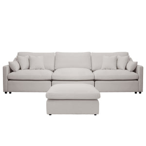 Aviva 4 Seater Modular Chaise Sofa in Warm Light Grey