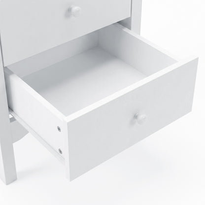 Zoomed-in view of the interior of a white drawer on a white background