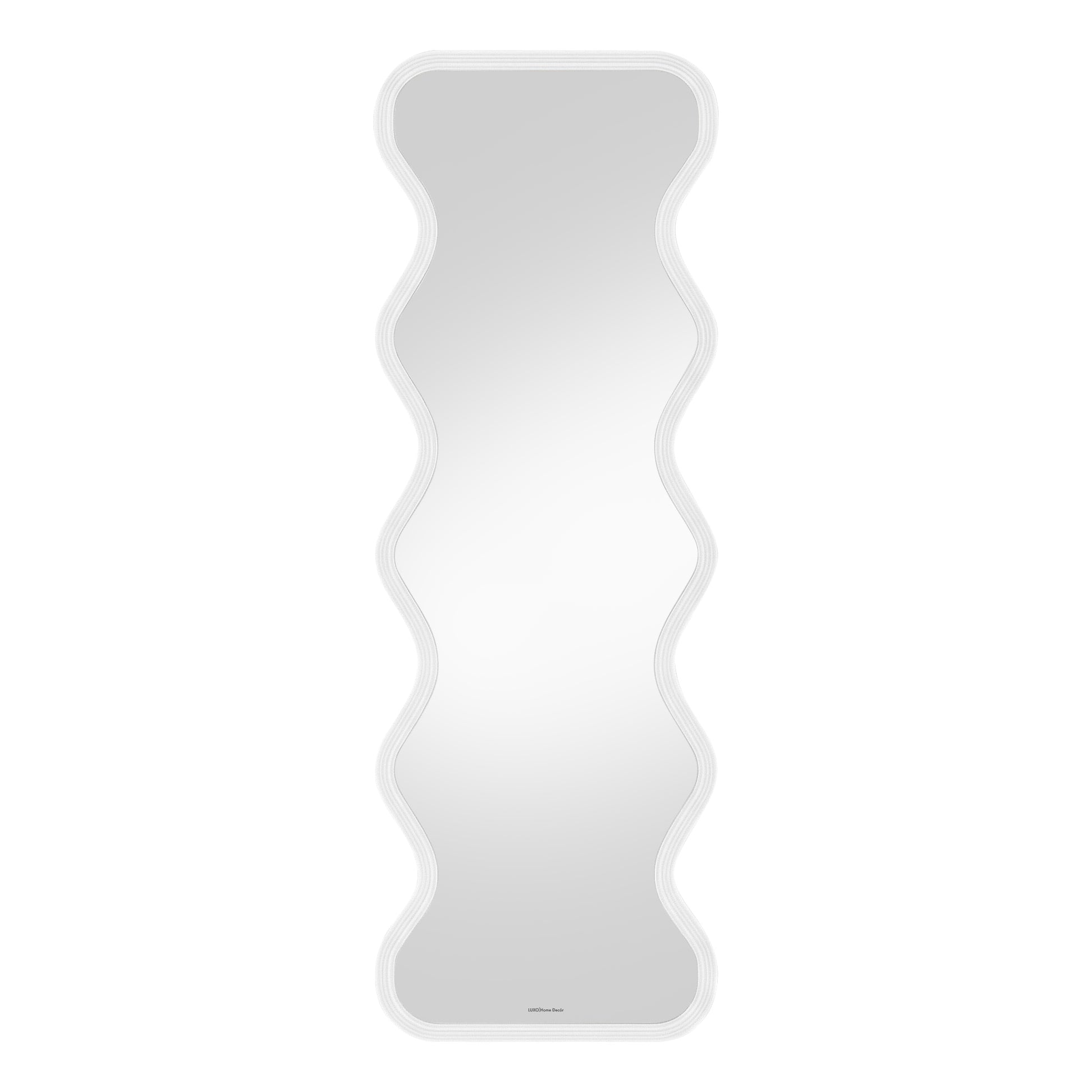 Wavy-edge mirror with white frame on white background