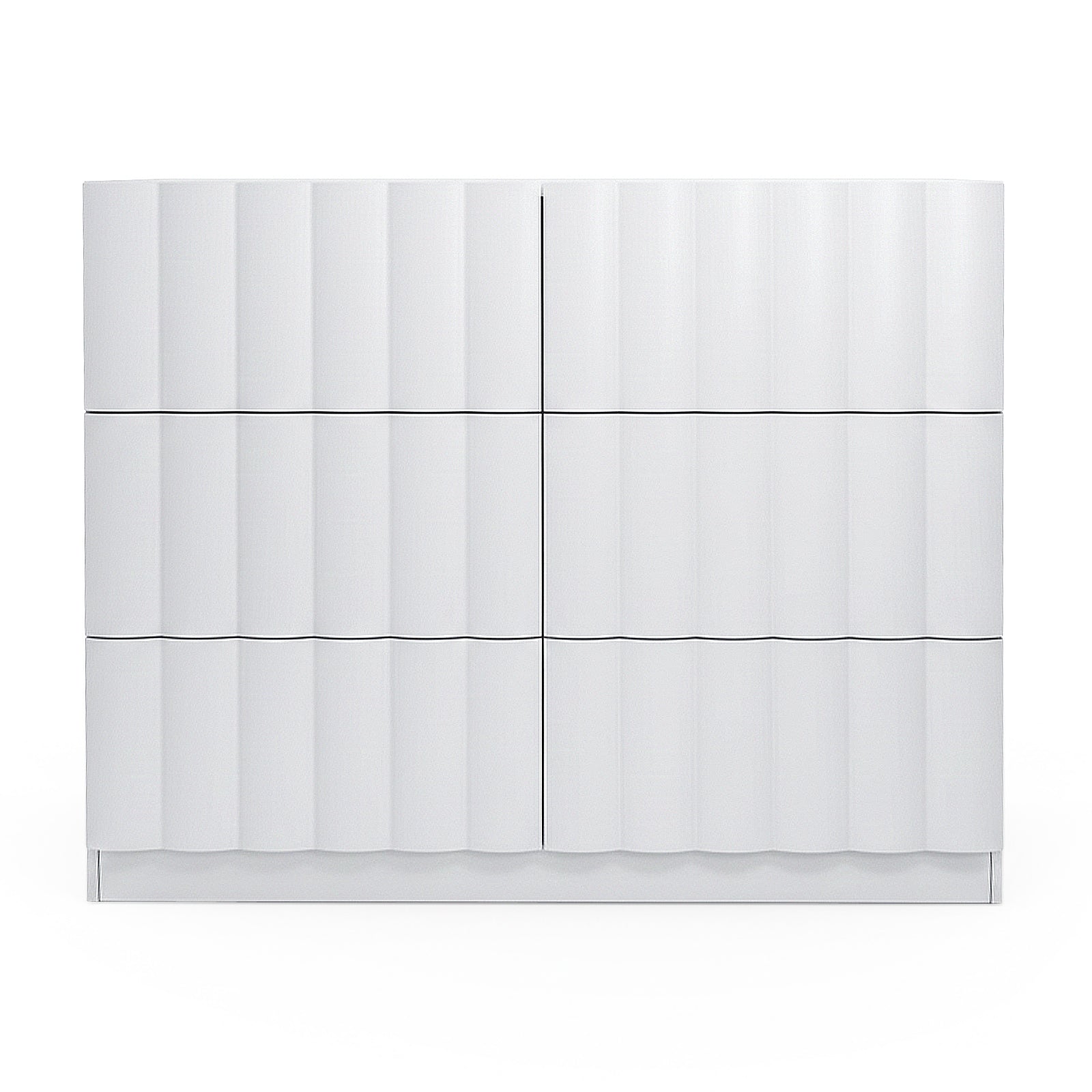 Modern white wave-textured cabinet on white background