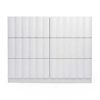 Modern white wave-textured cabinet on white background