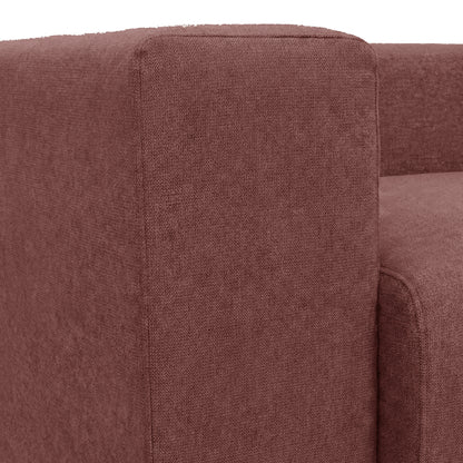 Armrest corner and seat detail of sofa on white background