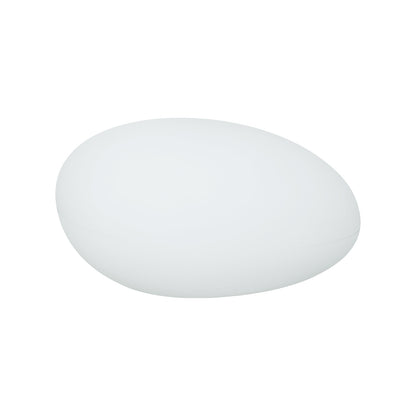 Solar Outdoor LED Rock Light Waterproof Garden Lamp, a smooth, featureless white oval resembling a natural stone, centered against a white background, designed for effortless garden illumination and ambience.