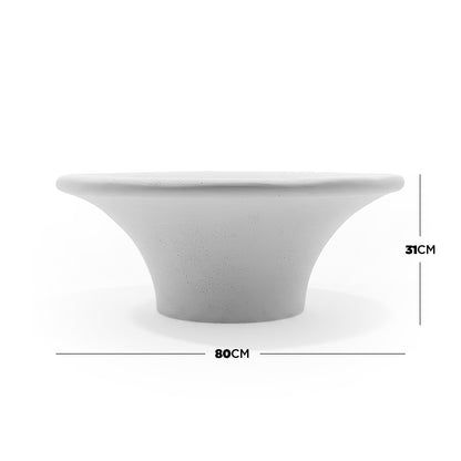 White round coffee table with dimension markings showing 80 cm width and 31 cm height