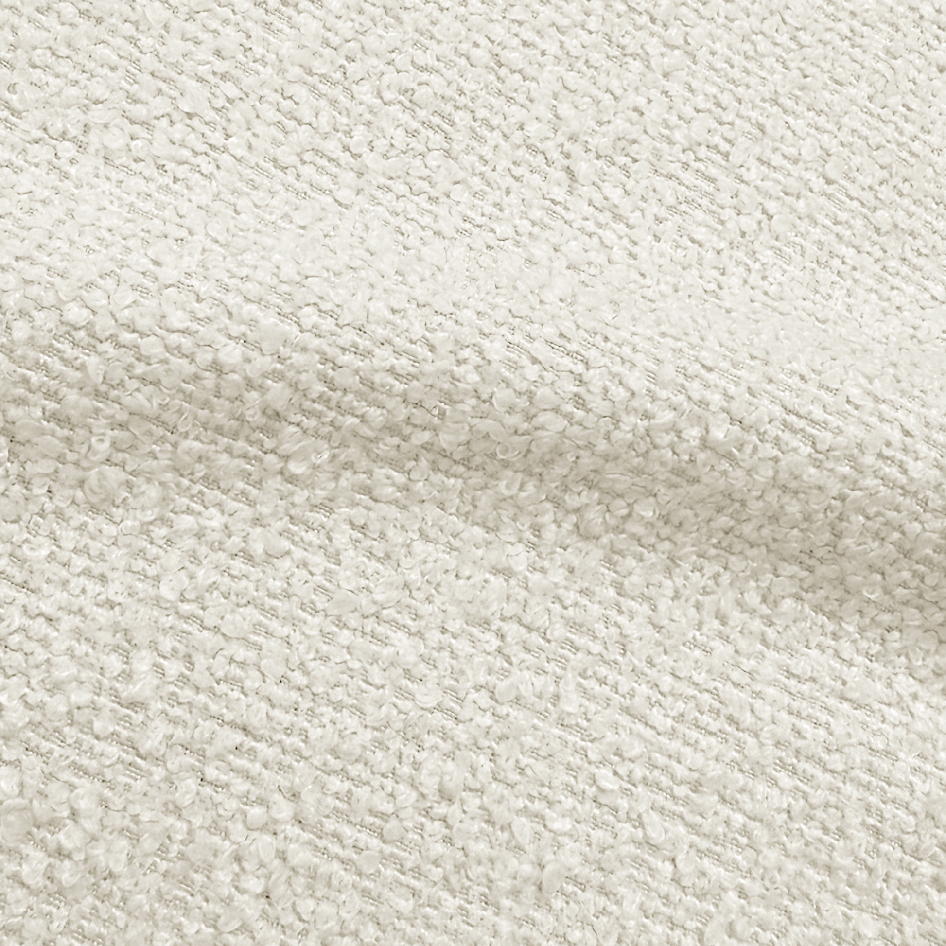 Close-up texture of off-white boucle upholstery fabric