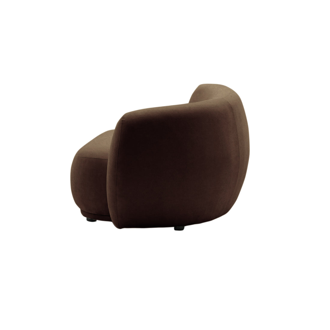 Partial rear side view of brown chair on white background