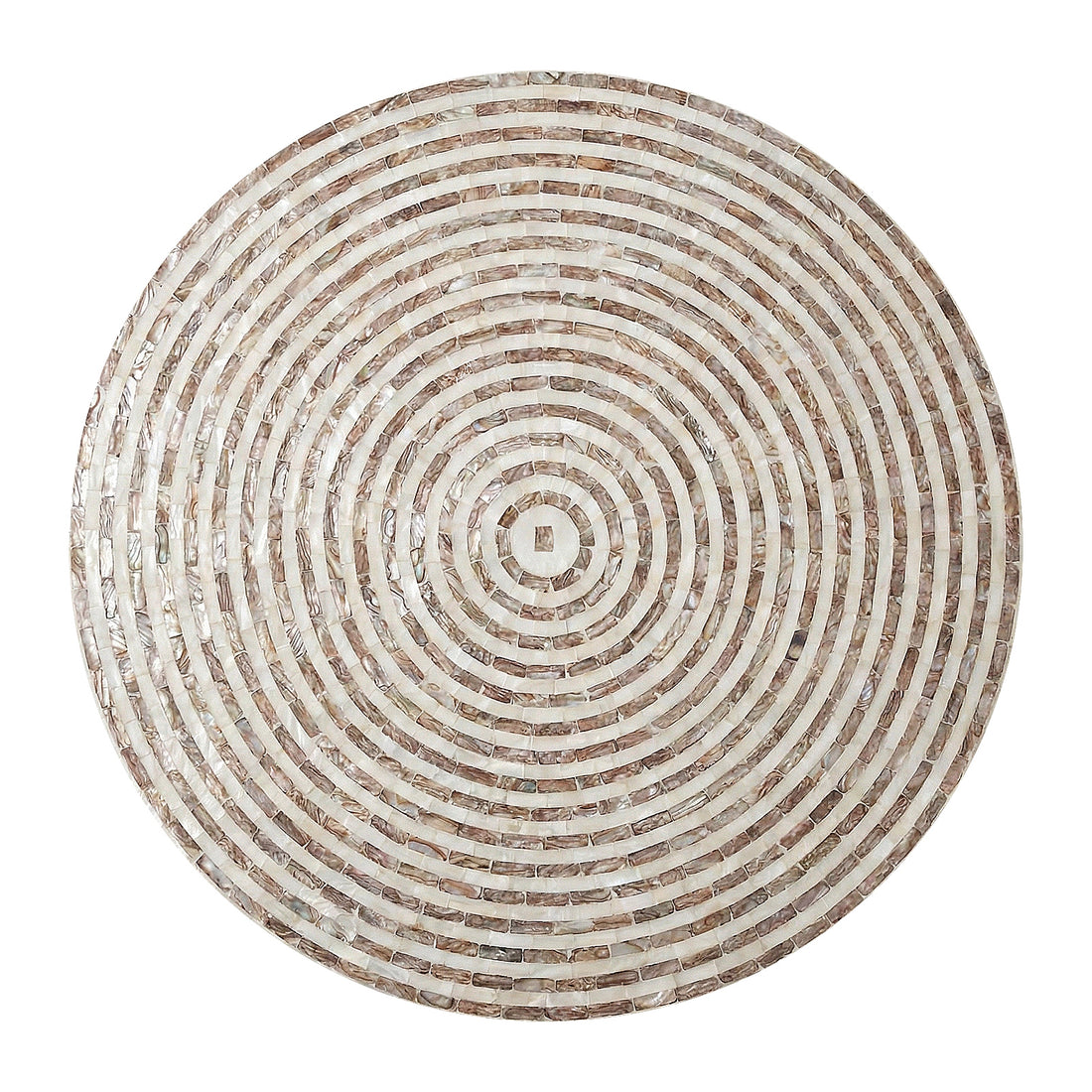 Circular mosaic decorative piece on white background