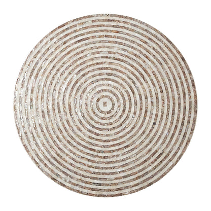 Circular mosaic decorative piece on white background