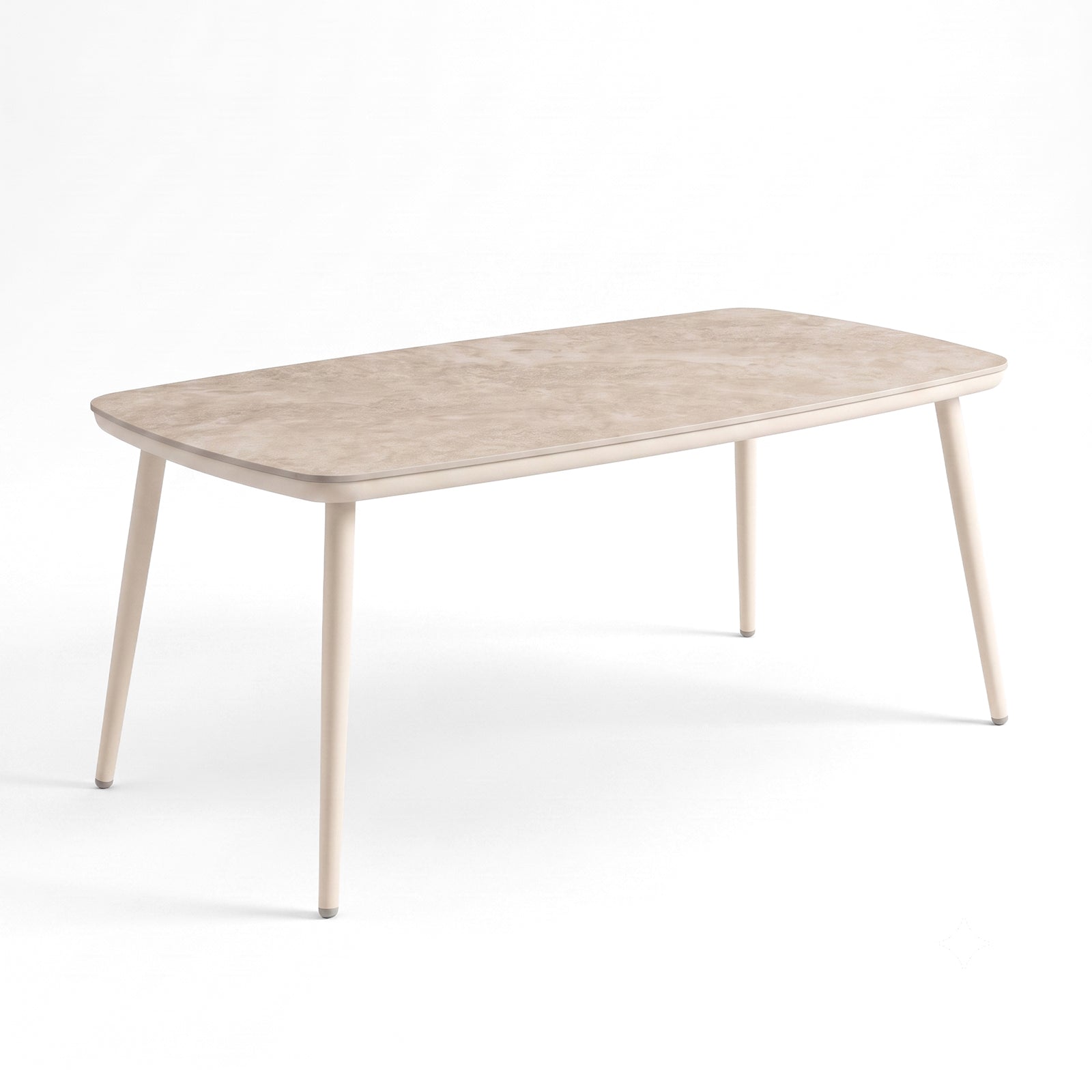 Minimalist rectangular table on a white background
