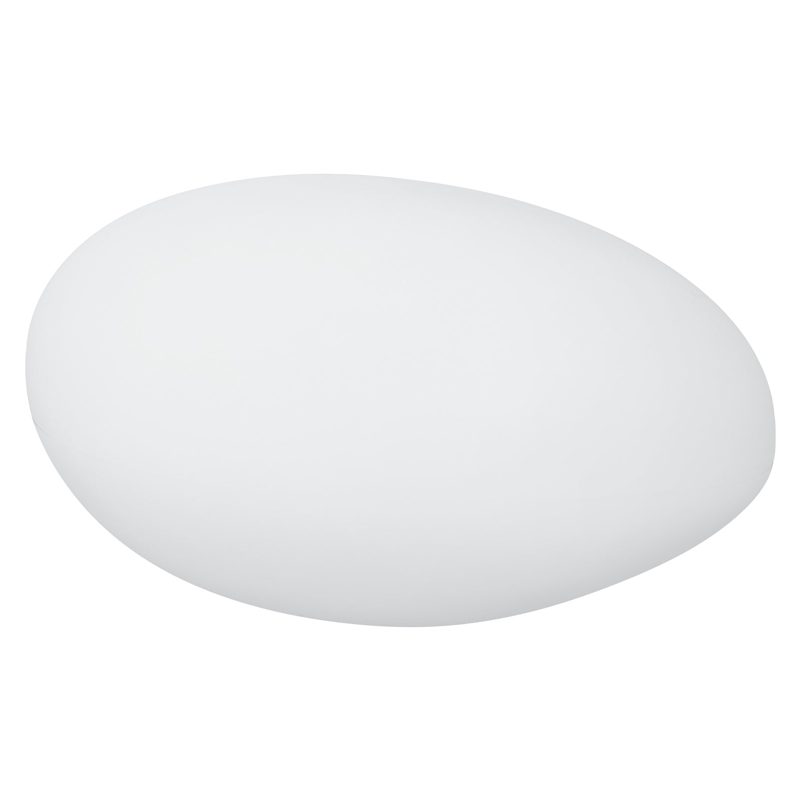 Solar Charging Outdoor LED Rock Light Waterproof Stone Lamp, resembling a smooth, white oval pebble, appears floating on a white background, highlighting its seamless garden integration and ambient lighting capabilities.