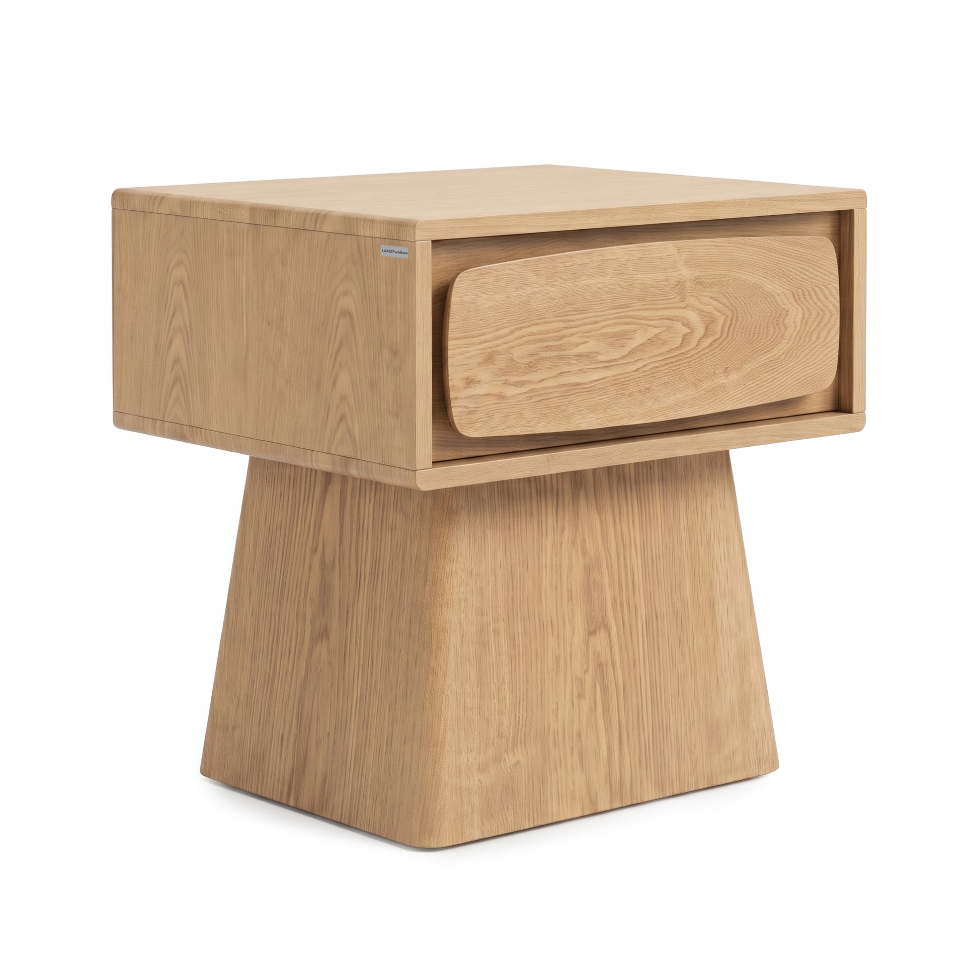 Modern wooden nightstand on a white background