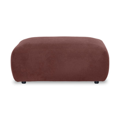 Brown upholstered ottoman on white background