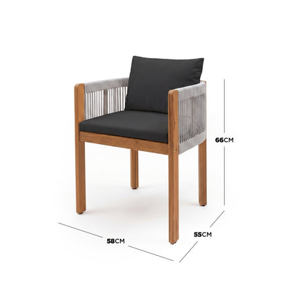 Modern chair on a white background with dimensions labeled