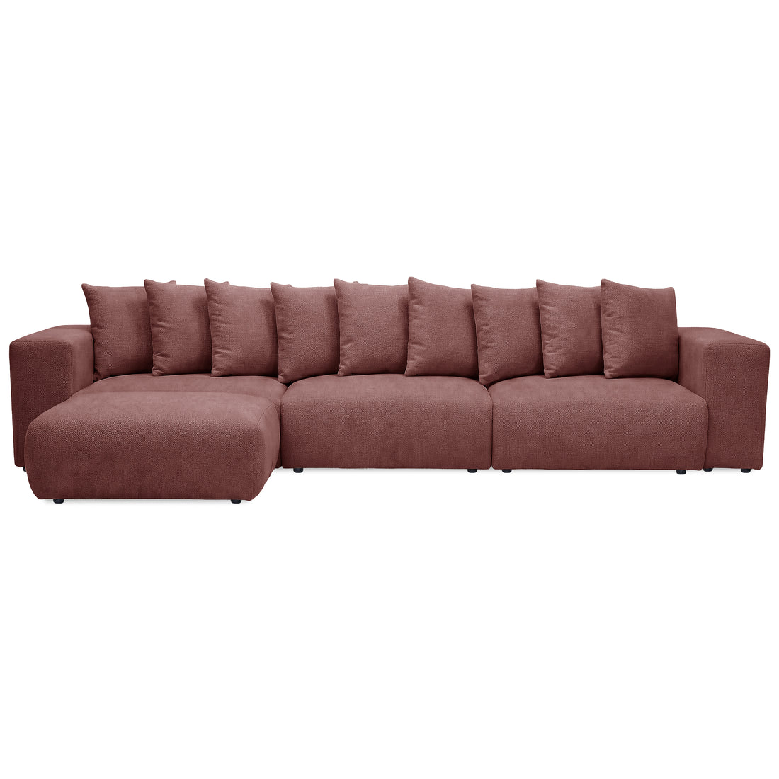 Earthy rose L-shaped sectional sofa on white background