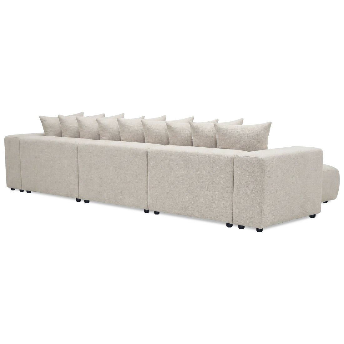 Modular sectional sofa viewed from back on white background