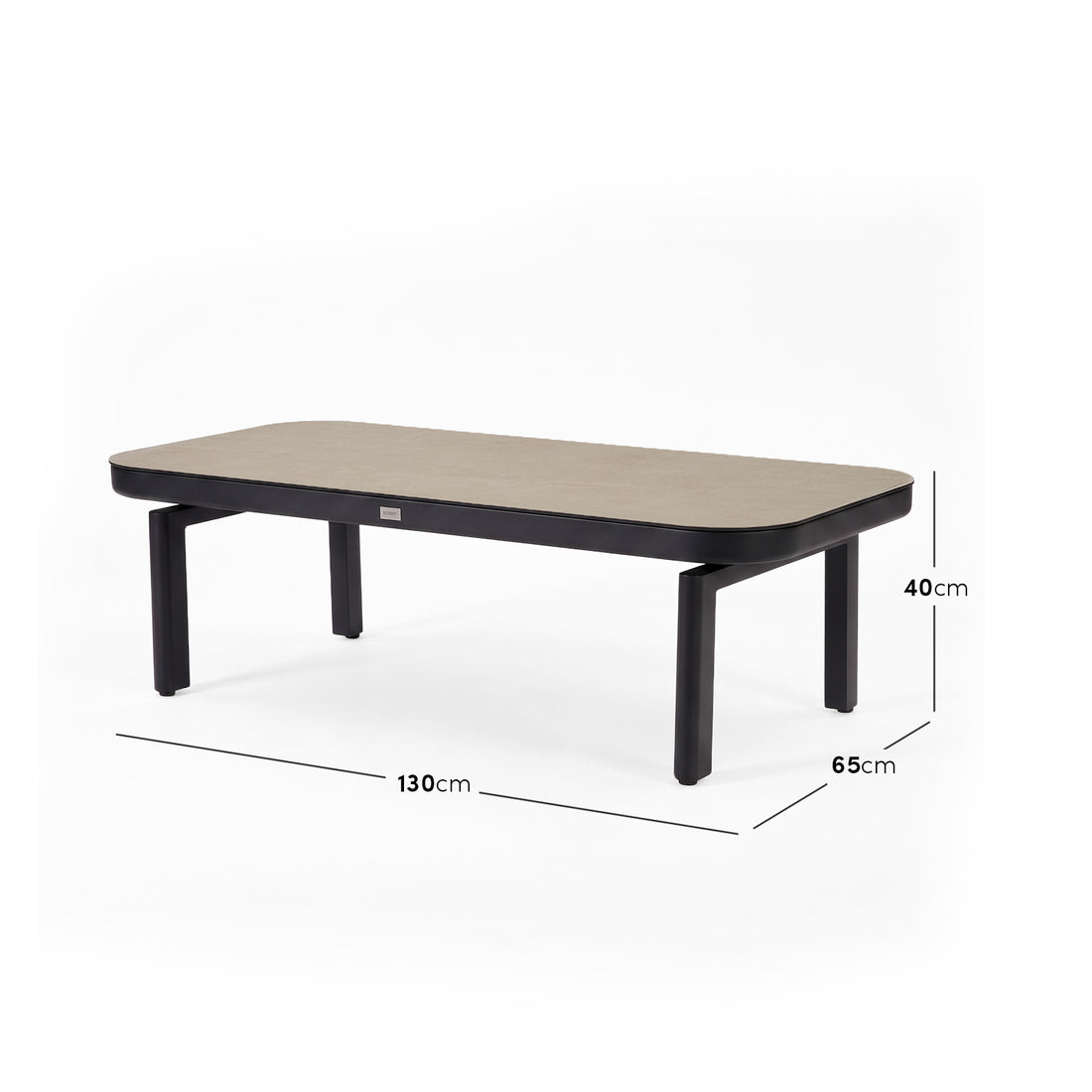 Rectangular table on white background with dimension lines and measurements.