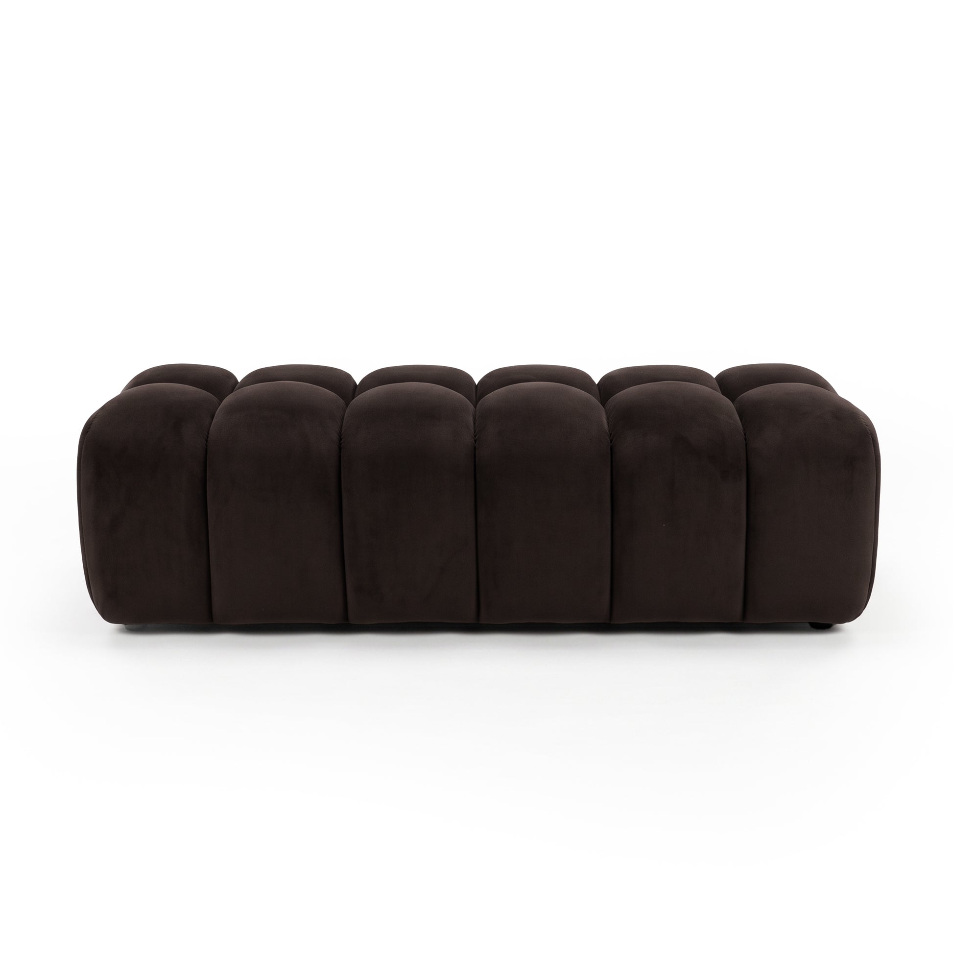 Chocolate brown modular ottoman bench on a white background.