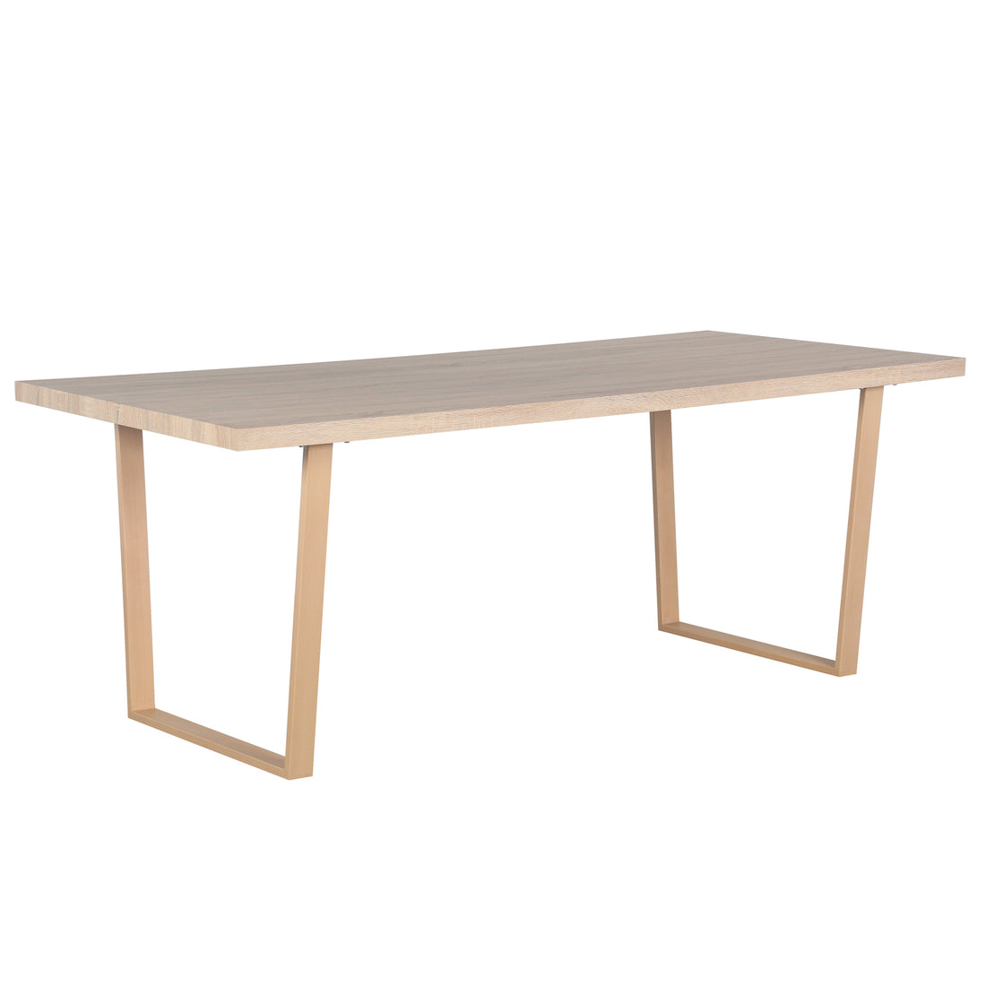 Oregon Dining Table with 8 Florida Chairs Set features a modern rectangular tabletop with matching inverted-U legs, creating a stylish, contemporary look, perfect for relaxed dining experiences.