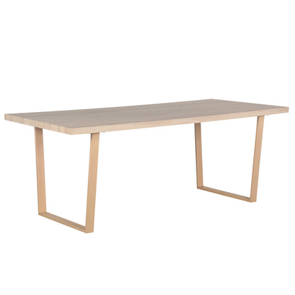 Oregon Dining Table with 8 Florida Chairs Set features a modern rectangular tabletop with matching inverted-U legs, creating a stylish, contemporary look, perfect for relaxed dining experiences.