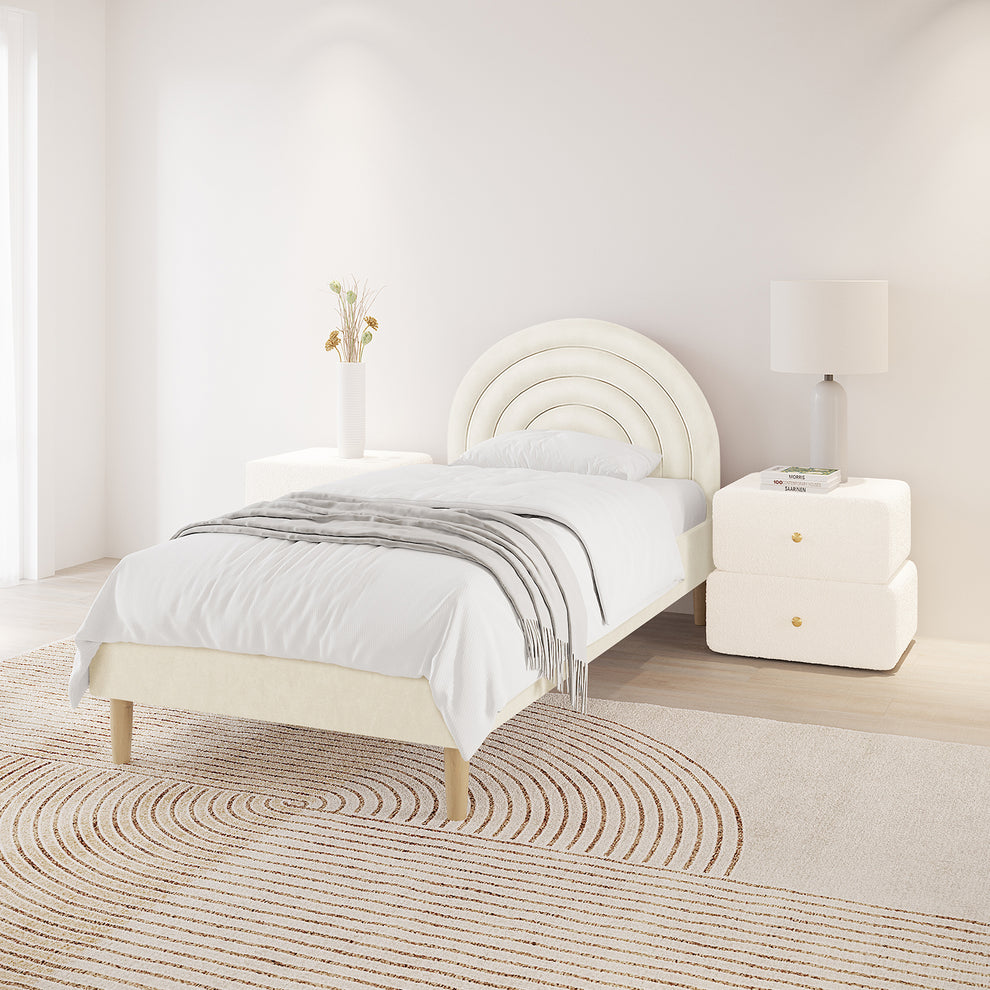 Estilla Kids Velvet Rainbow Single Bed in Beige