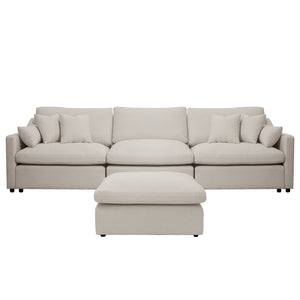 Aviva 4 Seater Modular Chaise Sofa in Light Beige