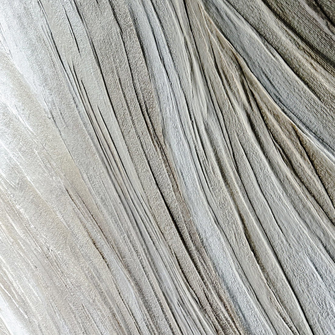 Anya Canvas Wall Art 105 x 105cm in White features a close-up of the weathered wood texture with natural grain, framed in minimalist white, enhancing any room with depth and warmth.